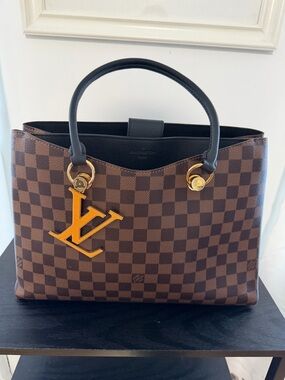 Louis Vuitton Brown Damier Tote with Gold LV Charm